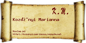 Kozányi Marianna névjegykártya
