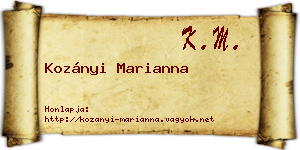 Kozányi Marianna névjegykártya